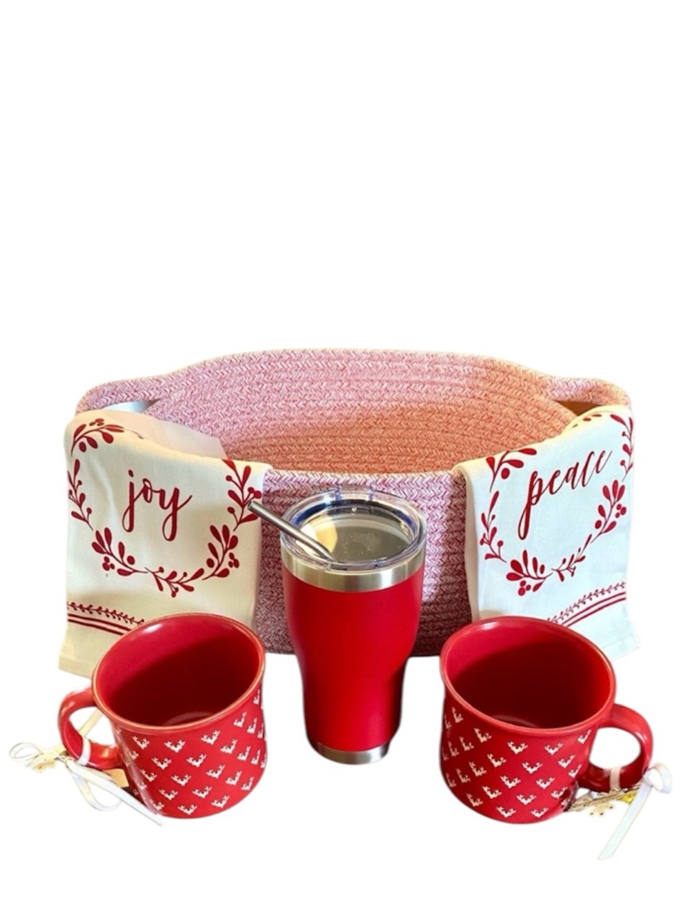 holiday mugs and kitchen basket bundle